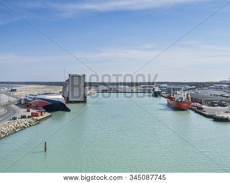 7 April 2018: Hirtshals, Jutland, Denmark - Port Of Hirtshals In Northern Denmark.