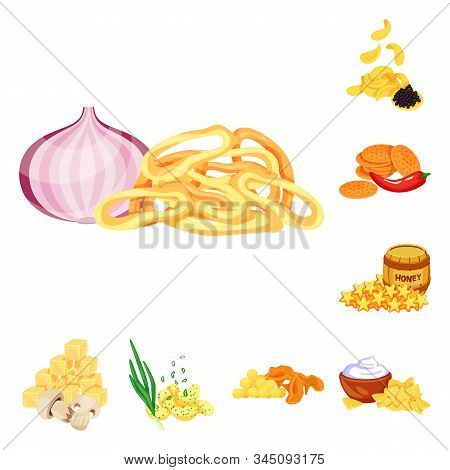 Vector Design Of Food And Product Sign. Collection Of Food And Party Stock Symbol For Web.