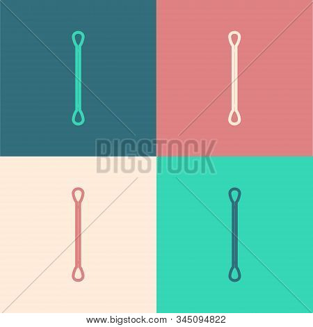 Color Line Cotton Swab For Ears Icon Isolated On Color Background. Vector Illustration