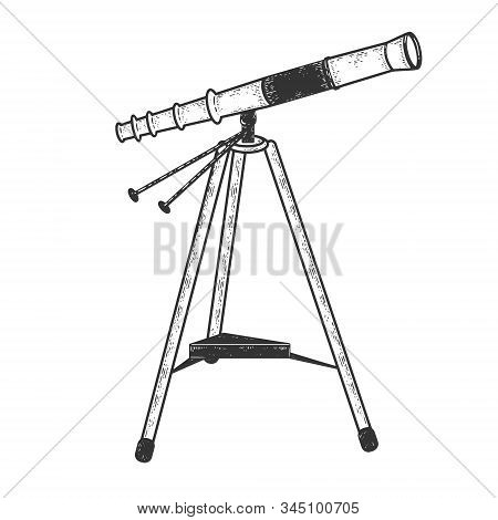 Telescope Spyglass Monocular Sketch Engraving Vector Illustration. T-shirt Apparel Print Design. Scr