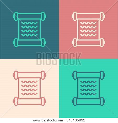 Color Line Decree, Paper, Parchment, Scroll Icon Icon Isolated On Color Background. Vector Illustrat