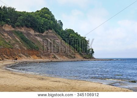 Beautiful Landscape Of The Sandy Cliffs And A Beautiful Cove On The Baltic Sea.
