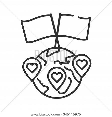 International Volunteering Black Line Icon. Non Profit Community. Charity, Humanitarian Aid Concept.