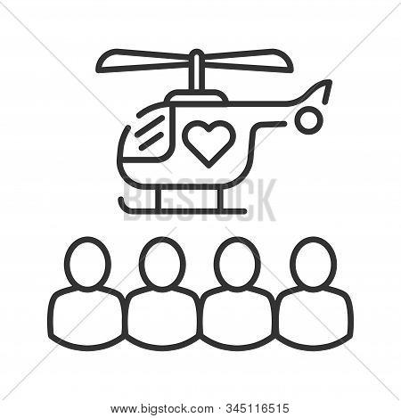 Humanitarian Help Black Line Icon. Distribution Of Basic Needs People In Need. Charity, Volunteering