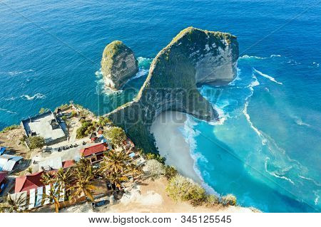Aerial from Kling King beach on Nusa Penida Bali Indonesia