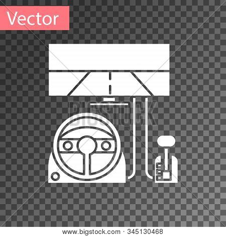 White Racing Simulator Cockpit Icon Isolated On Transparent Background. Gaming Accessory. Gadget For