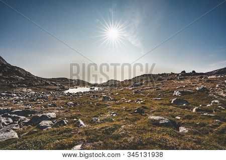 Greenland Nature Mountain Landscape Aerial Drone Photo Showing Amazing Greenland Landscape Near Nuuk