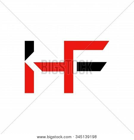 Letter Hf Logo Design Linked Vector Template With Red And Black. Initial Hf Vector Illustration