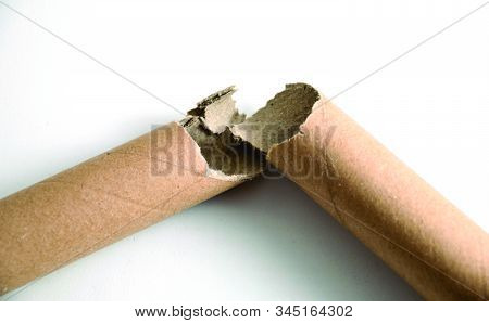 Cardboard Cylinder Of Small Thickness Split In Half.