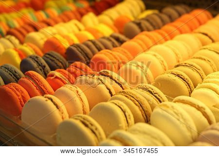 Macaroons Lie In A Row In The Window