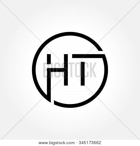 Letter Ht Logo Design Linked Vector Template With Black. Initial Ht Vector Illustration