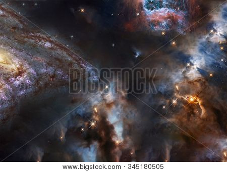 Star Forming Region Somewhere In Deep Space Near The Milky Way. Science Fiction Wallpaper. Elements 