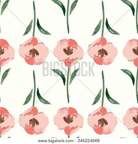 Vector Watercolor Spring Flower Seamless Background Pattern