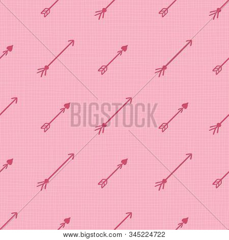 Vector Hand Drawn Arrows Seamless Pattern For Valentines Day, Wedding And More