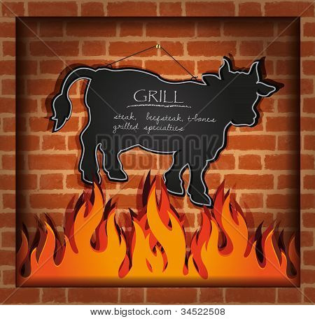 griglia focolare di vettore lavagna mucca Toro