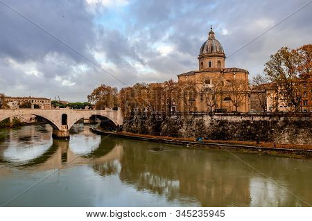 View Of Ponte Principe Amedeo Savoia Aosta That Spans The Riber Tiber, With Museo Di Arte Sacra San 