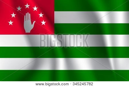 Abkhazia Flag Background With Cloth Texture. Abkhazia Flag Vector Illustration.
