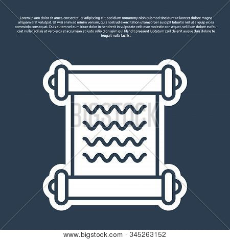 Blue Line Decree, Paper, Parchment, Scroll Icon Icon Isolated On Blue Background. Vector Illustratio