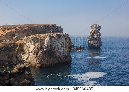 Papoa Cliffs And Sea In Peniche. Portugal