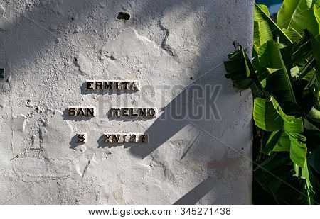Puerto De La Cruz, Tenerife, Spain - December 18, 2019: Wall Of The San Telmo Chapel With The Inscri