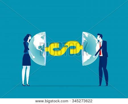 Financial Connection. Concept Business Vector Illustration, Global Sharing, Communication.