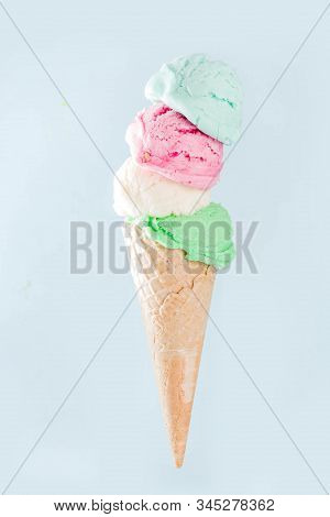 Stack Of Colorful Ice Cream Scoops