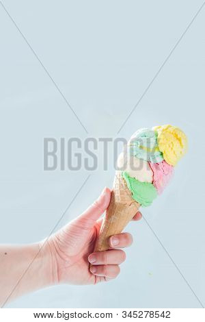 Stack Of Colorful Ice Cream Scoops