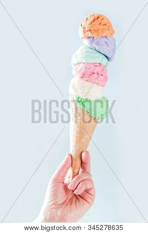 Stack Of Colorful Ice Cream Scoops