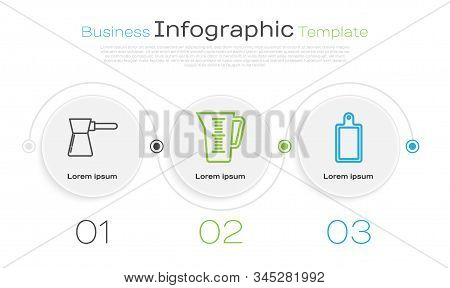 Set Line Coffee Turk , Measuring Cup And Cutting Board . Business Infographic Template. Vector