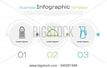 Set Line Salt , Covered With A Tray Of Food  And Measuring Cup. Business Infographic Template. Vecto