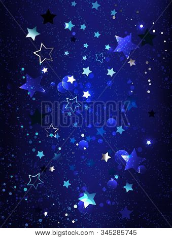 Dark, Blue Textured Background With Blue, Shiny, Little Stars. Phantom Blue.