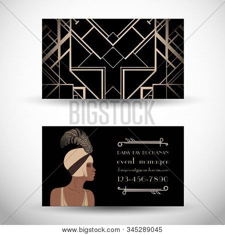 Retro Fashion. Glamour Girl Of Twenties. African American Woman. Vector Illustration. Flapper 20s St