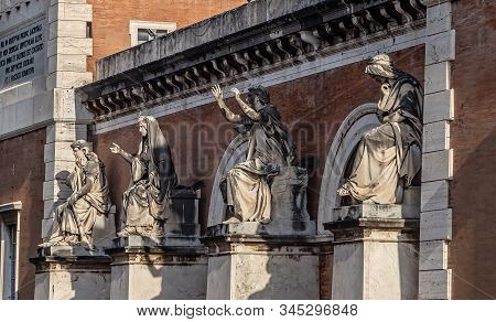 Rome, Italy - December 07, 2019:  Entrance To The Famous Cemetary Campo Verano ( Cimitero Monumental