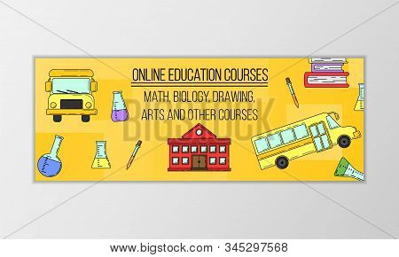 Education Courses Banner Concept. Modern Illustration For Design And Web.