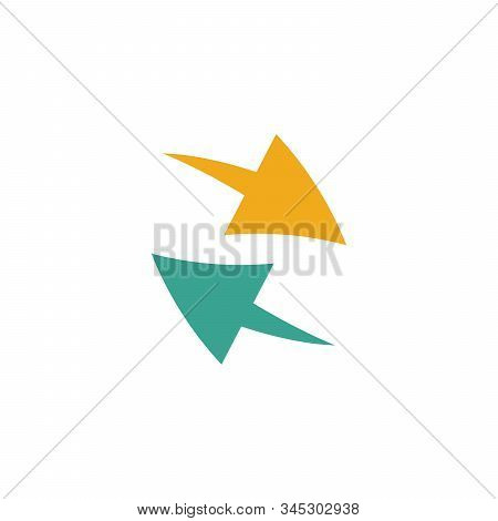 Recycling Icon. Two Color Arrows. Stock Vector Illustration Isolated On White Background