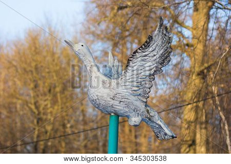 Cheboksary Russia - 10 December 2019: Statue Of Duck As Symbil Of Chuvash Republic In Lakreevskiy Le