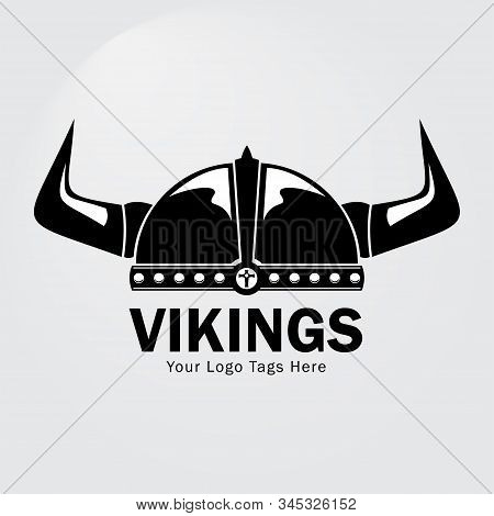 Simple Helmet Viking Logo Black Vector Template Set