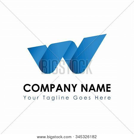 Amazing Design Logo Font Of W With Blue Colors