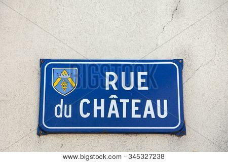 France Beaune 2019-06-20 Closeup Authentic Vintage Steel Or Metal French Street Plate, French Text -