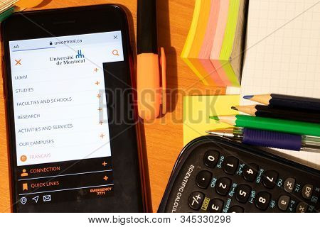 Saint-petersburg, Russia - 10 January 2020: Phone Screen With Universite De Montreal Website Page. H