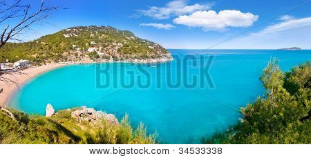 Veduta aerea di Caleta de Sant Vicent in Ibiza isola cala de san Vicente