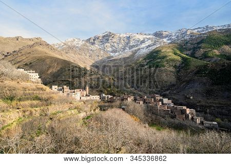 Berber Village Located High In Atlas Mountains, Morocco