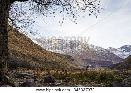 Beautiful Valley In Atlas Mountain By Sunset, Morocco