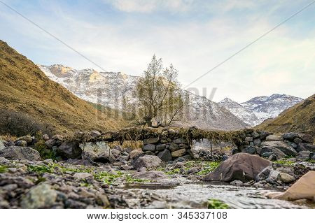 Beautiful Valley In Atlas Mountain By Sunset, Morocco