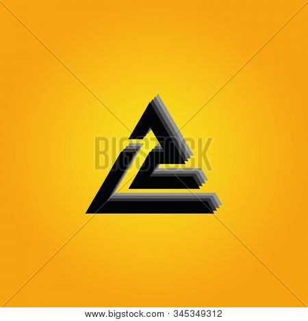 Abstract Triangle Shape With Letter L And Numeral 2 On Orange Gradient