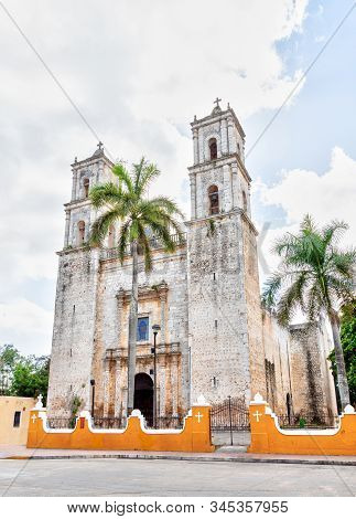 Cathedral Of San Gervasio, A Historic Church In Valladolid In The Yucatan Peninsula Of Mexico, Is Al