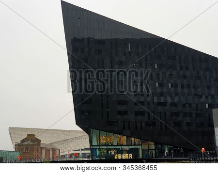 Liverpool, United Kingdom - November 24, 2019: Modern Architecture At The Liverpool Docks, Port Of L