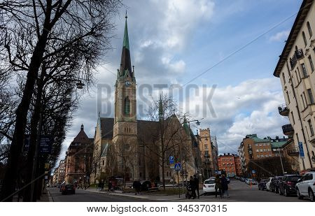 April 22, 2018, Stockholm, Sweden. Passers-by On One Of The Streets In Stockholm.