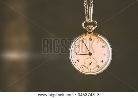 Rustic Pocket Watch. Deadline, Running Out Of Time. Time Passing Concept.
