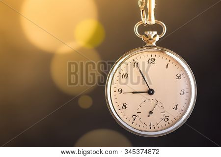 Rustic Pocket Watch. Deadline, Running Out Of Time. Time Passing Concept.